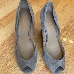 Michael Kors Suede peep-toe Wedges, size 8